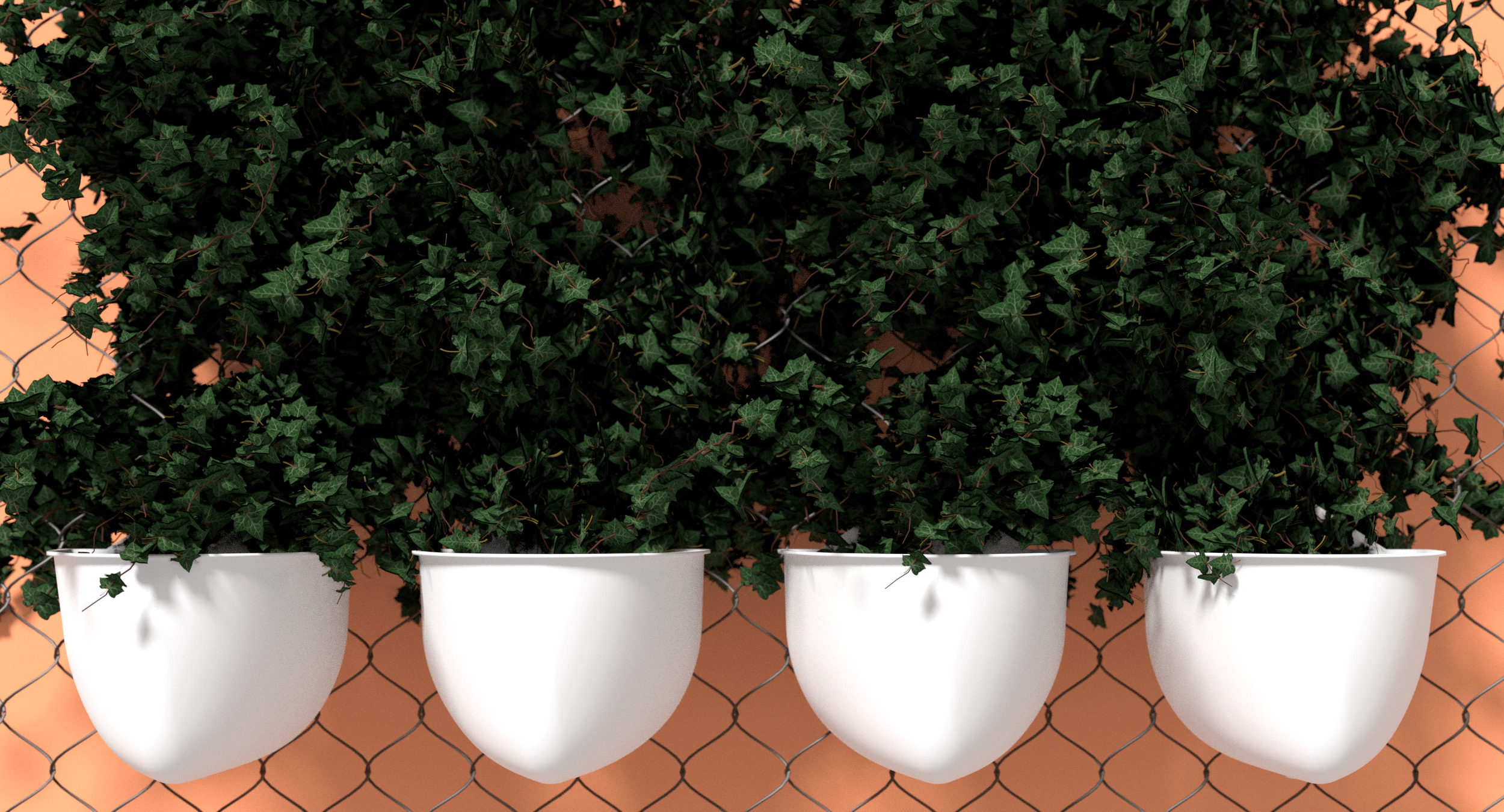 Plant Seads planters in a chain link fence