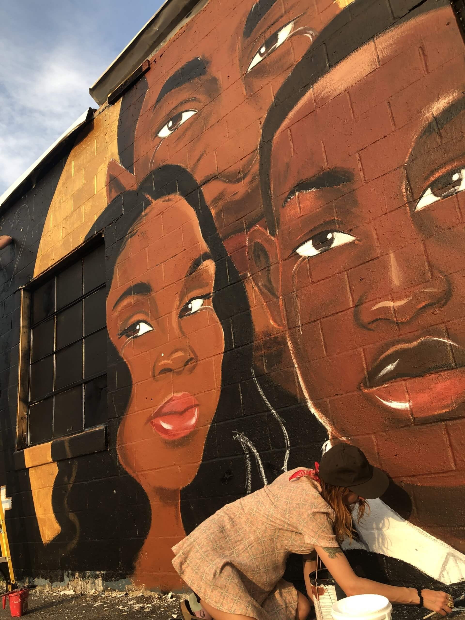 The Black Lives Matter mural in Kingston being painted