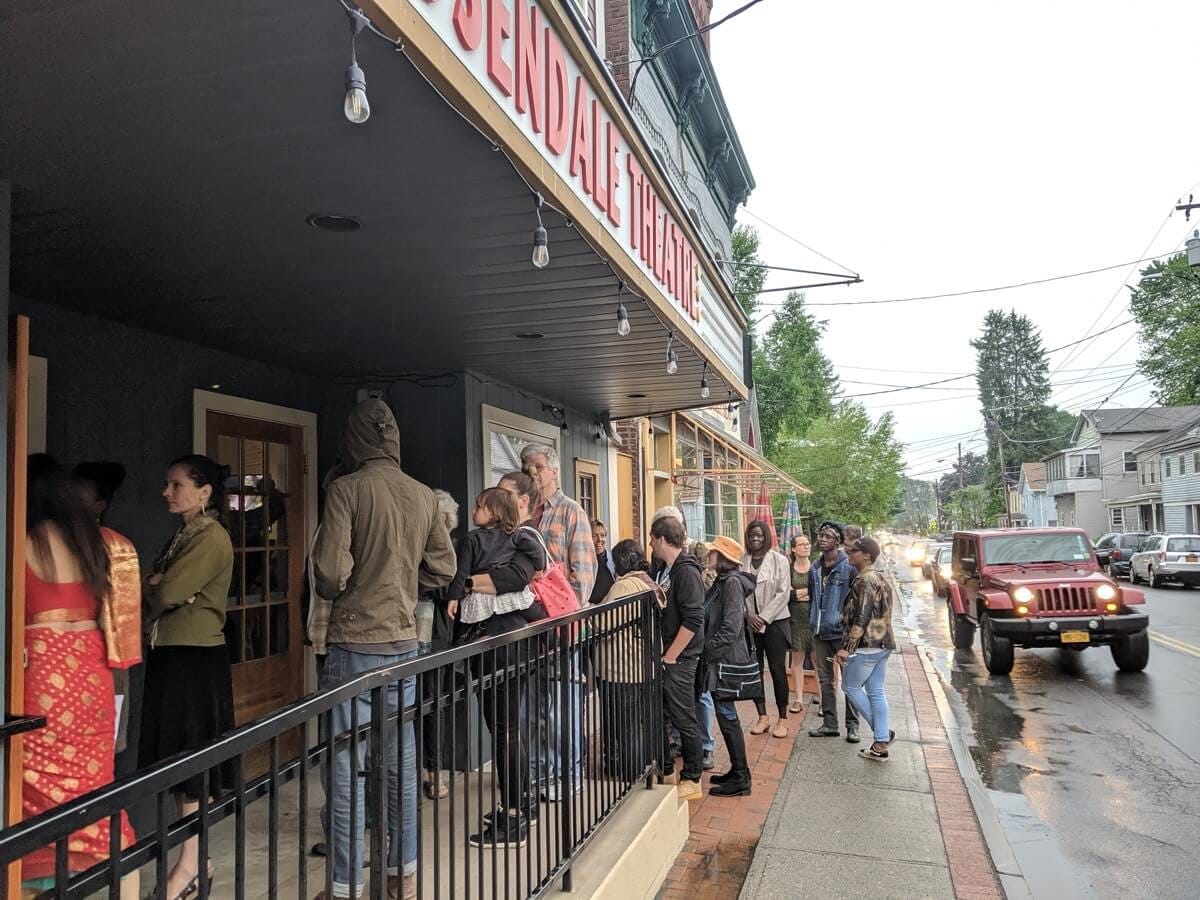 The line for a HUDSY live event at the Rosendale Theatre.