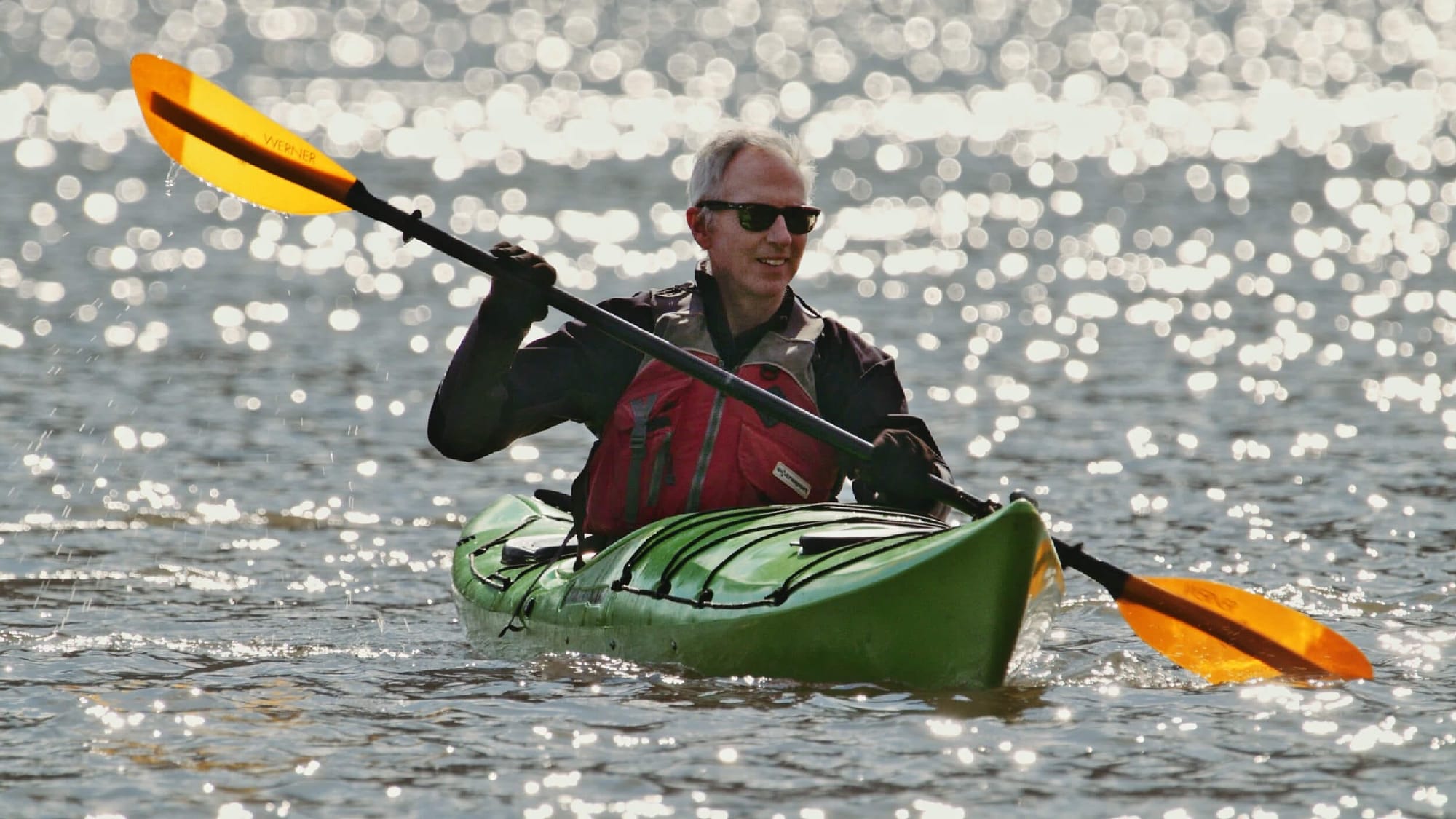 Ned Sullivan kayaking in the Hudson River